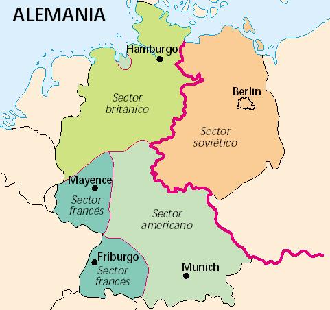 Mapa - El Reparto de Alemania tras la Segunda Guerra Mundial